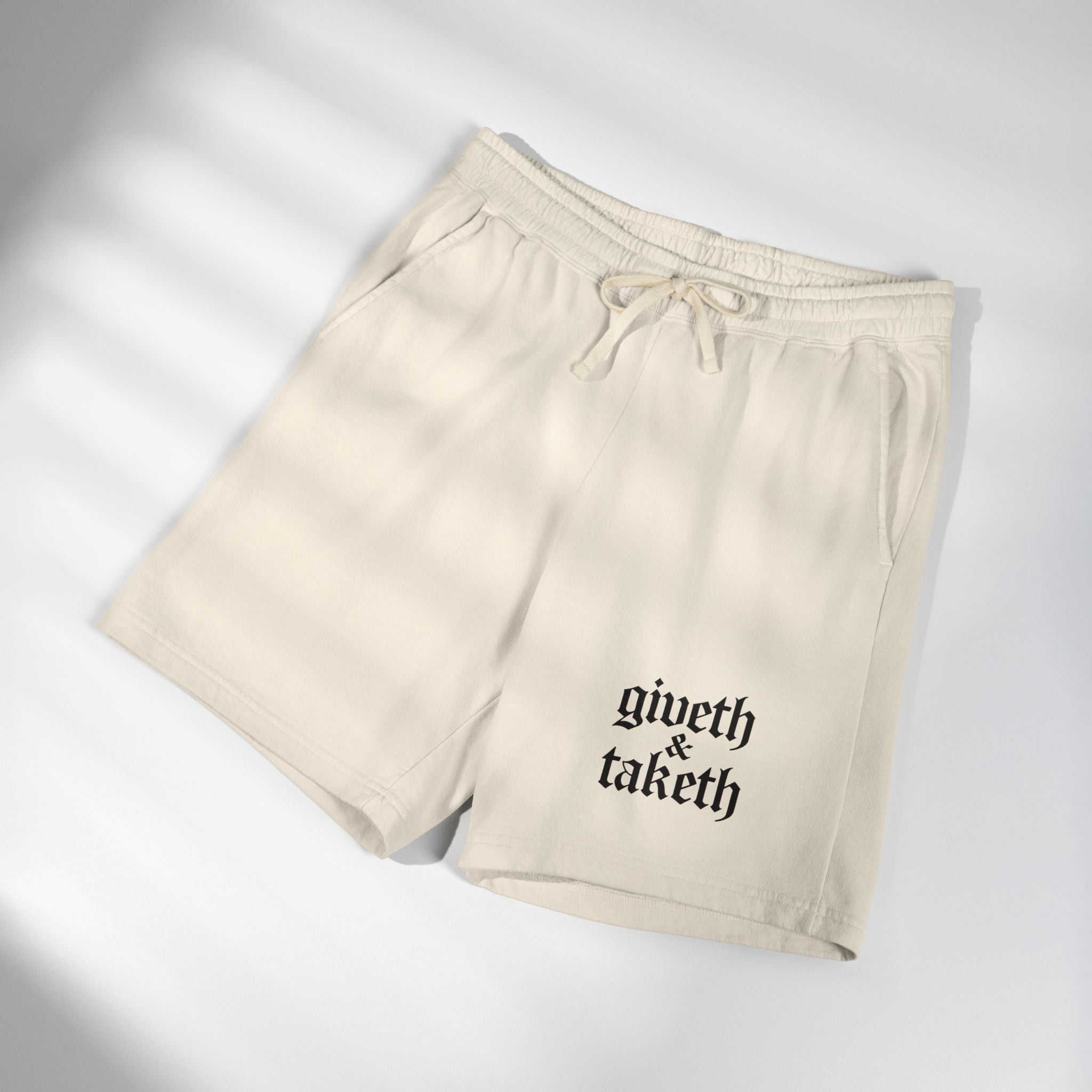 Fleece Shorts — “giveth & taketh” Embroidered Lounge Shorts