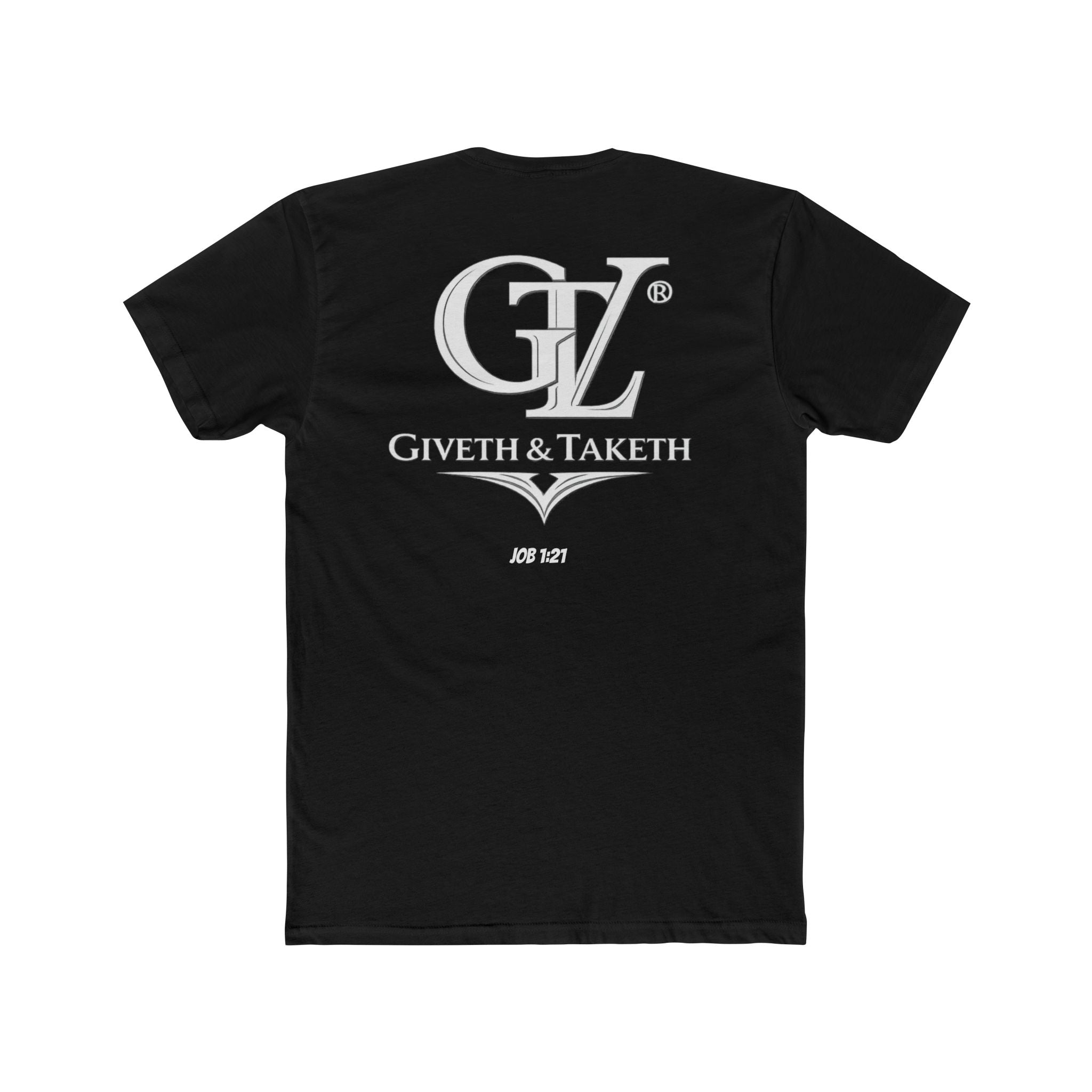 Giveth & Taketh Fitted Logo Tee — Black Crewneck T-Shirt