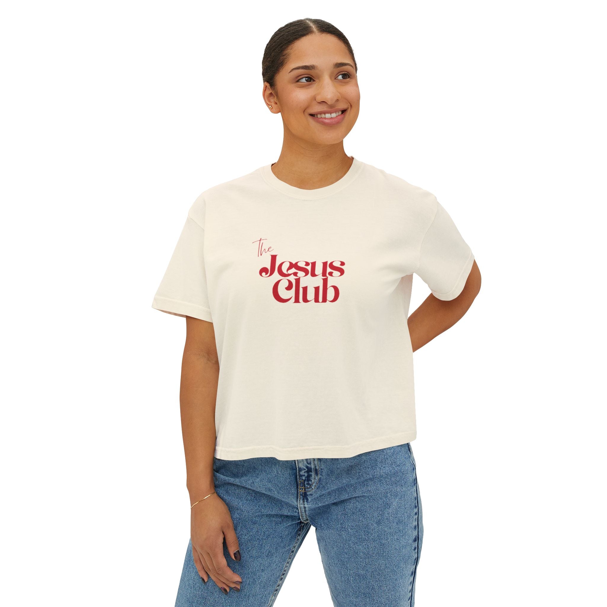 The Jesus Club Boxy Tee — Women's Faith Graphic T-Shirt