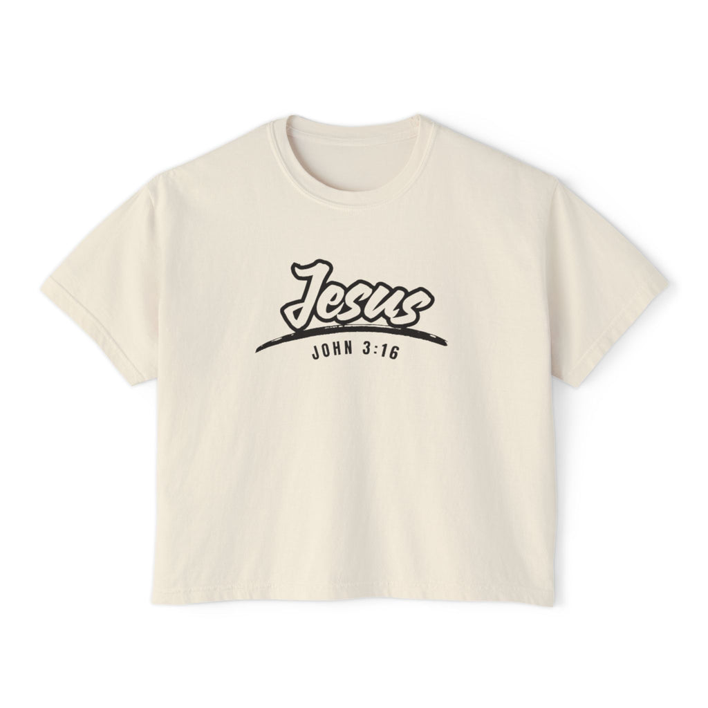 Jesus John 3:16 Boxy Tee — Women's Christian Graphic T‑Shirt