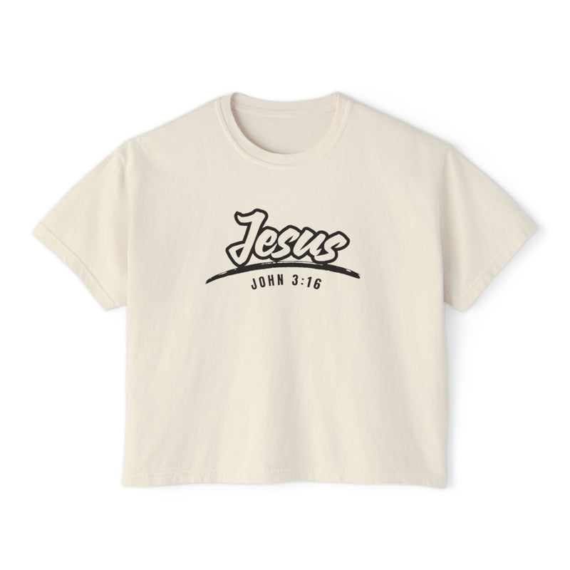 Jesus John 3:16 Boxy Tee — Women's Christian Graphic T‑Shirt