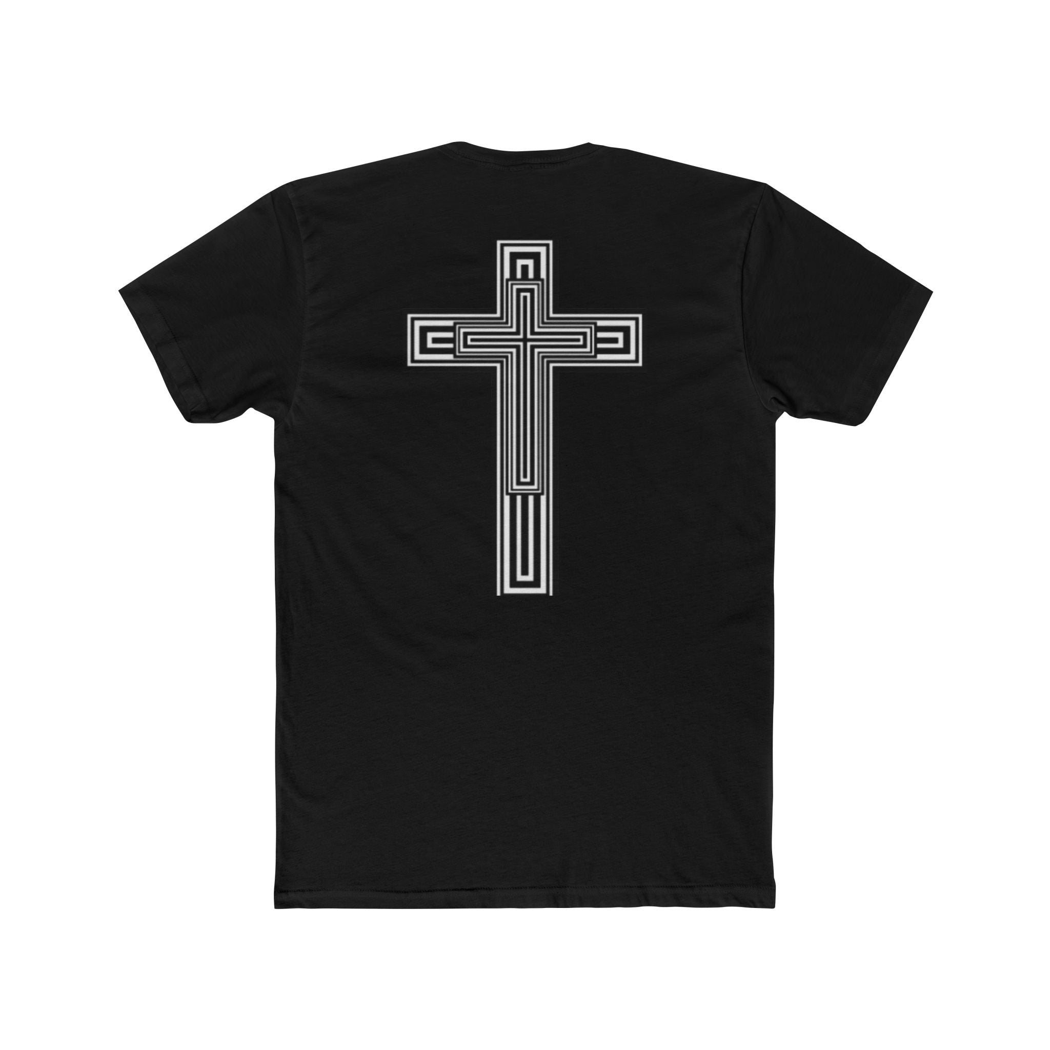 Fitted Tee — 'giveth taketh' Geometric Cross Back