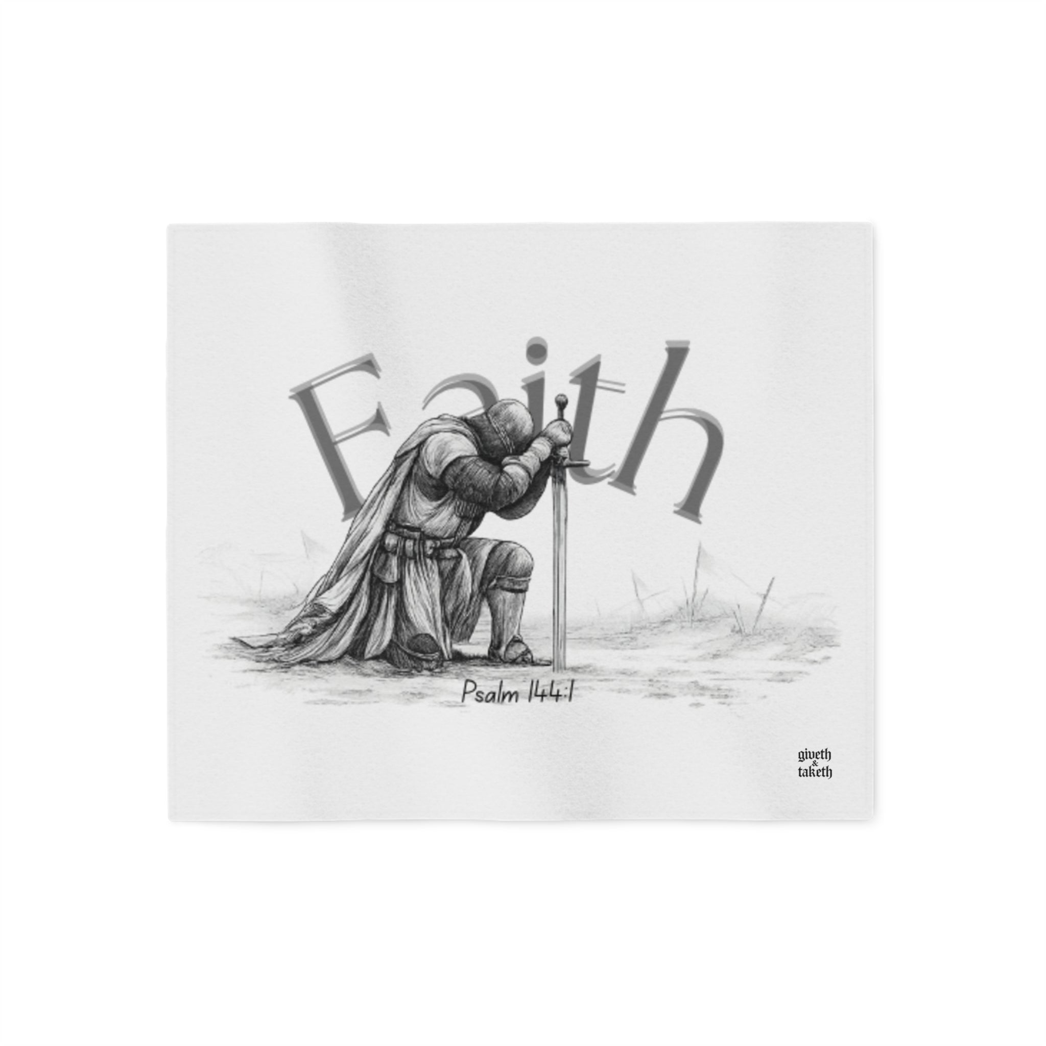 Faith Knight Prayer Sweatshirt Blanket — Psalm 144:1 Inspirational Throw