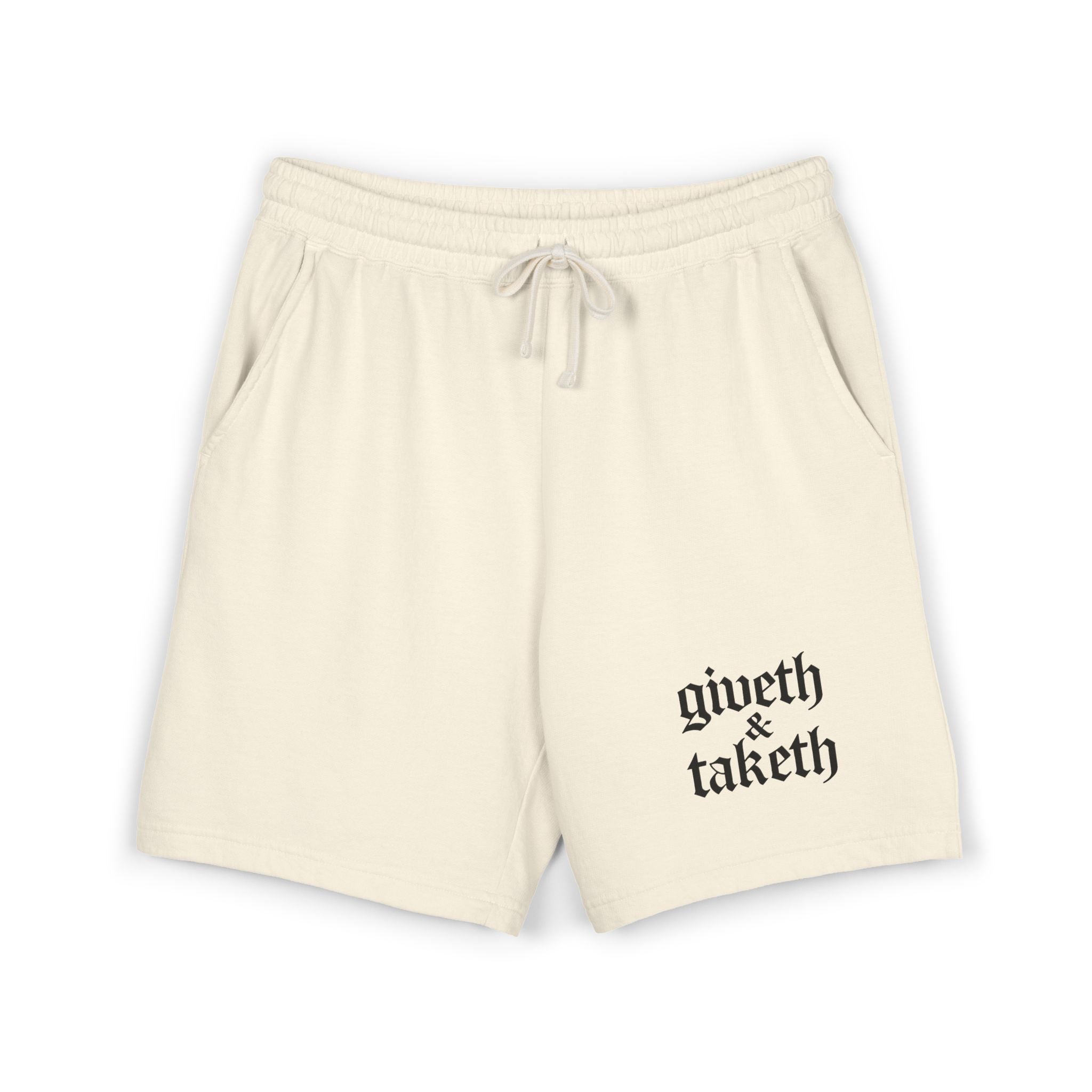 Fleece Shorts — “giveth & taketh” Embroidered Lounge Shorts