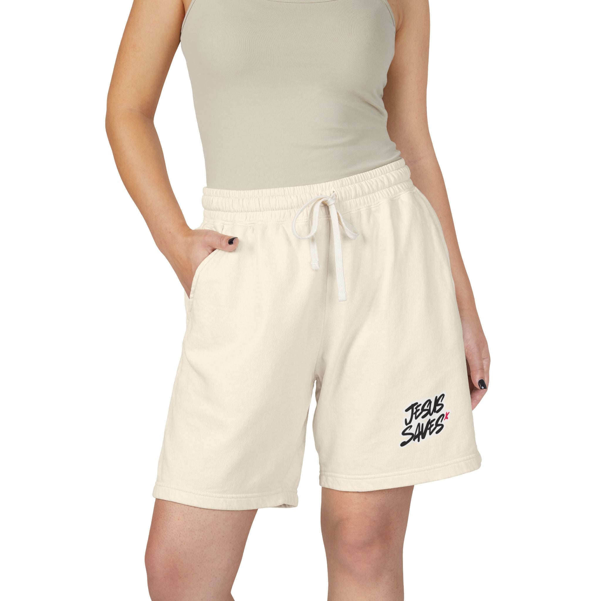 Jesus Saves Fleece Sweat Shorts — Lightweight Summer Christian Lounge Shorts