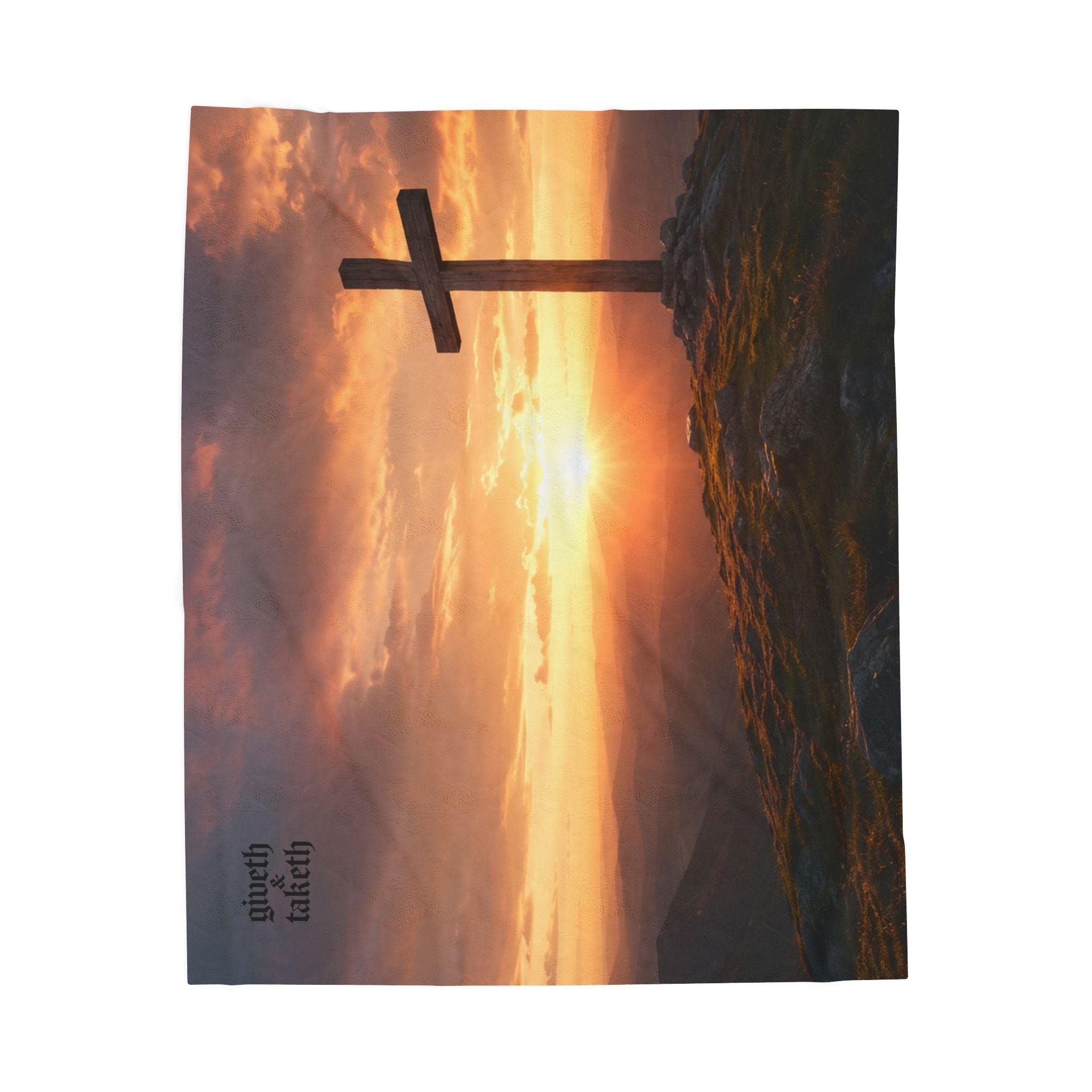 Sunrise Cross Velveteen Plush Blanket — Inspirational Christian Throw Blanket