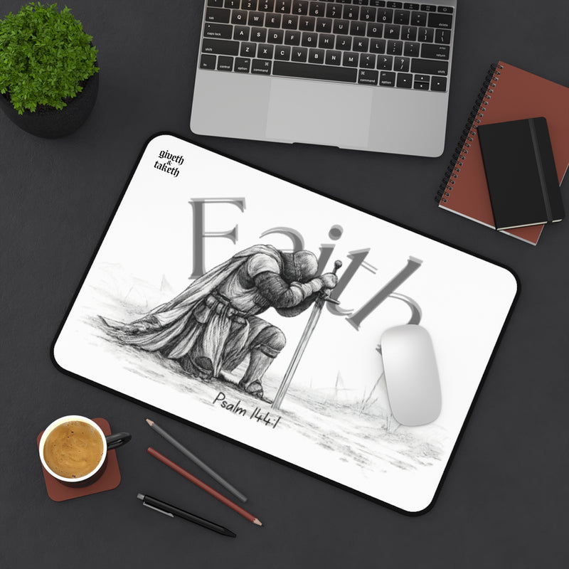 Faith Desk Mat — Psalm 144:1 Knight Praying Mousepad