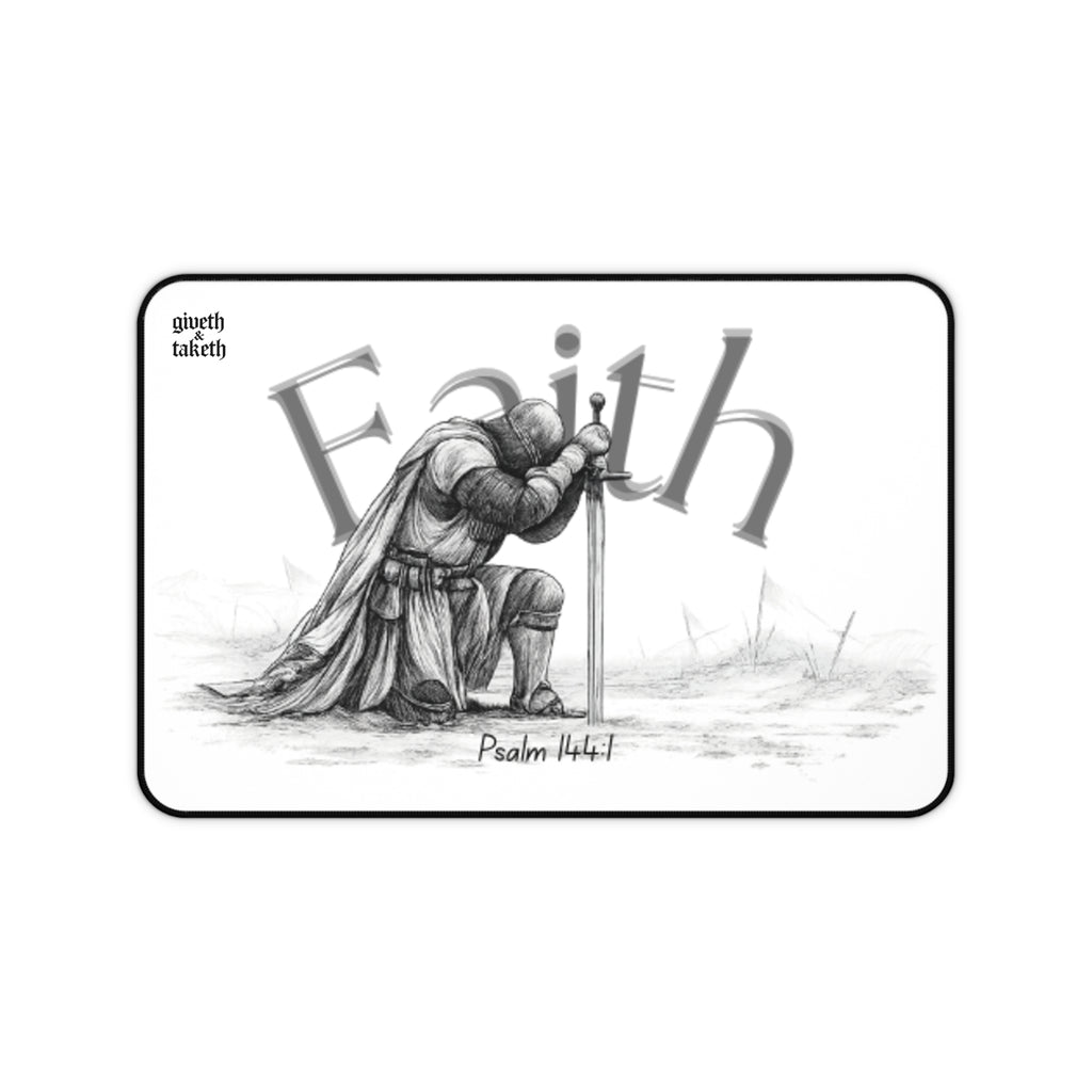 Faith Desk Mat — Psalm 144:1 Knight Praying Mousepad