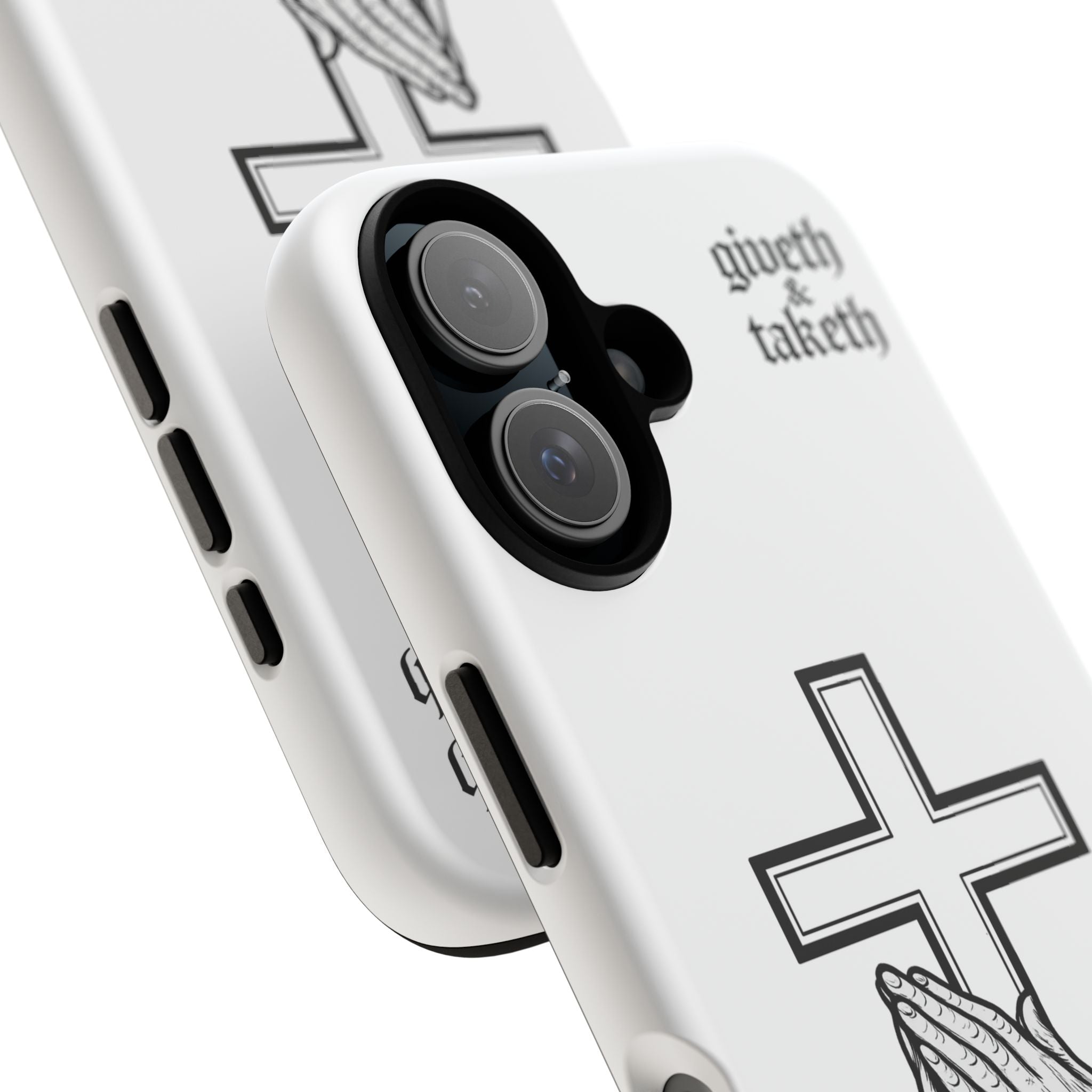 Phone Case — Praying Hands & Cross "giveth and taketh" Spiritual Christian Protection Case