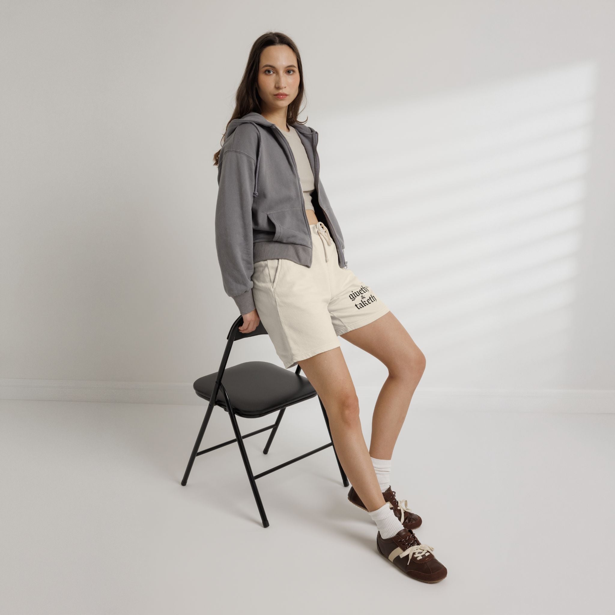 Fleece Shorts — “giveth & taketh” Embroidered Lounge Shorts