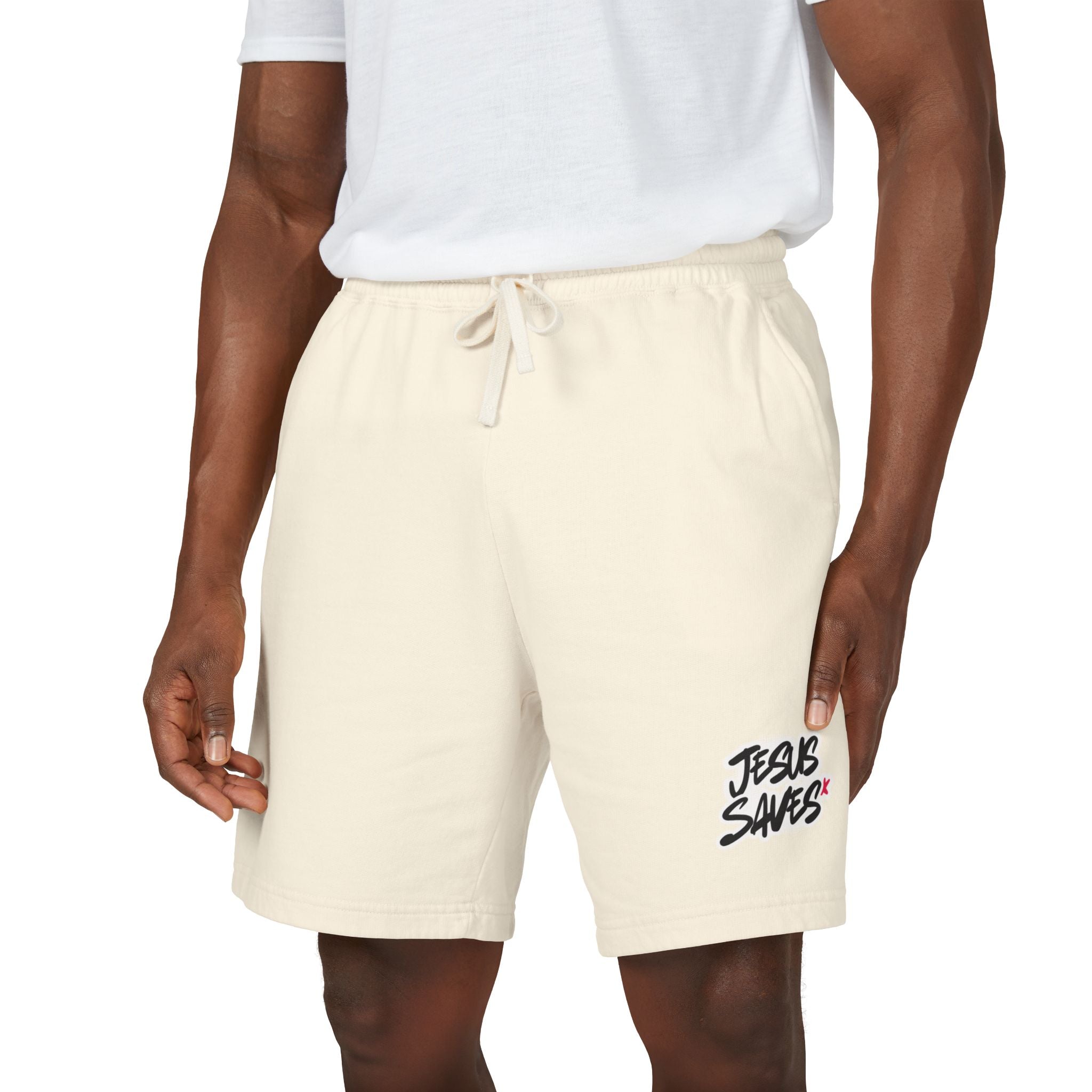 Jesus Saves Fleece Sweat Shorts — Lightweight Summer Christian Lounge Shorts