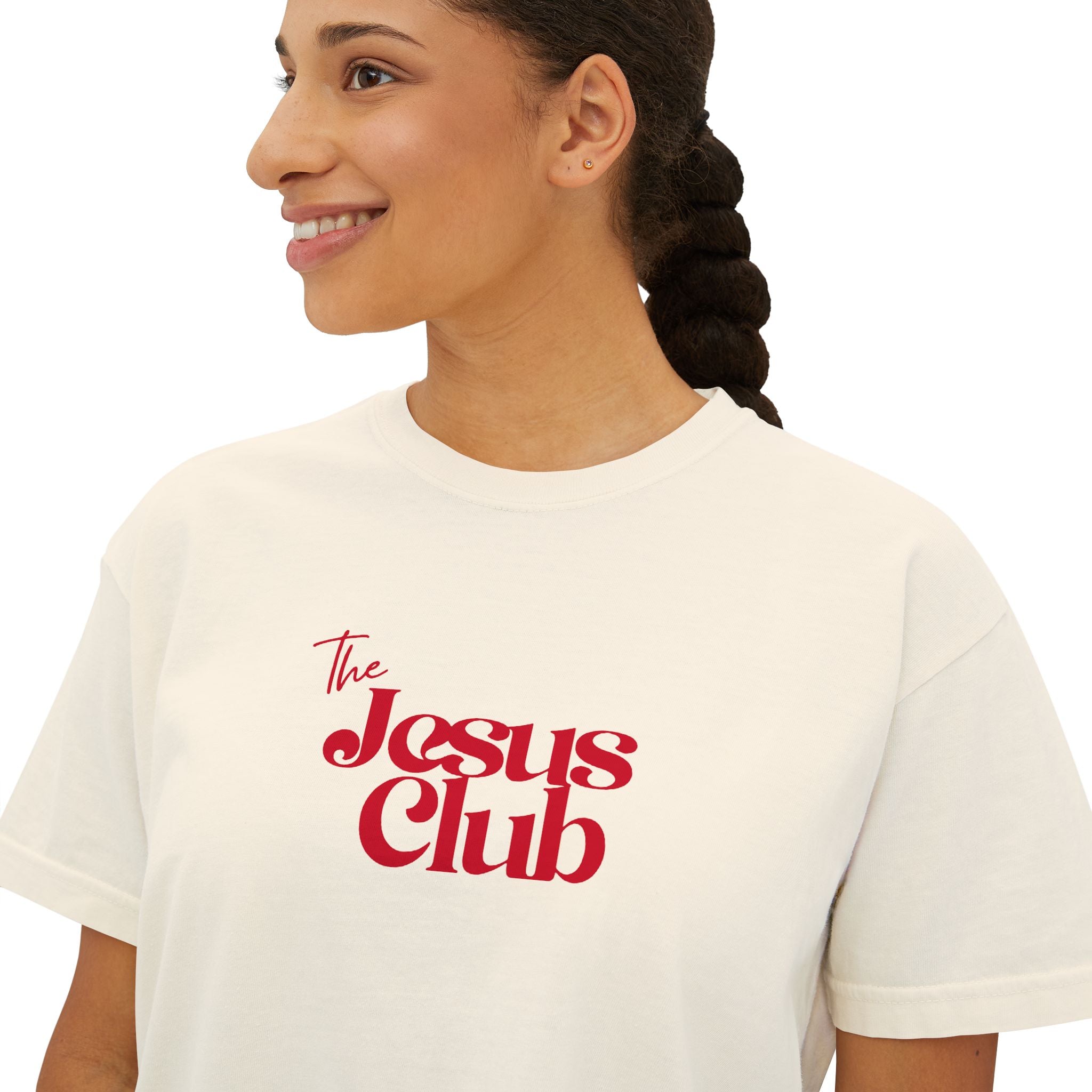The Jesus Club Boxy Tee — Women's Faith Graphic T-Shirt