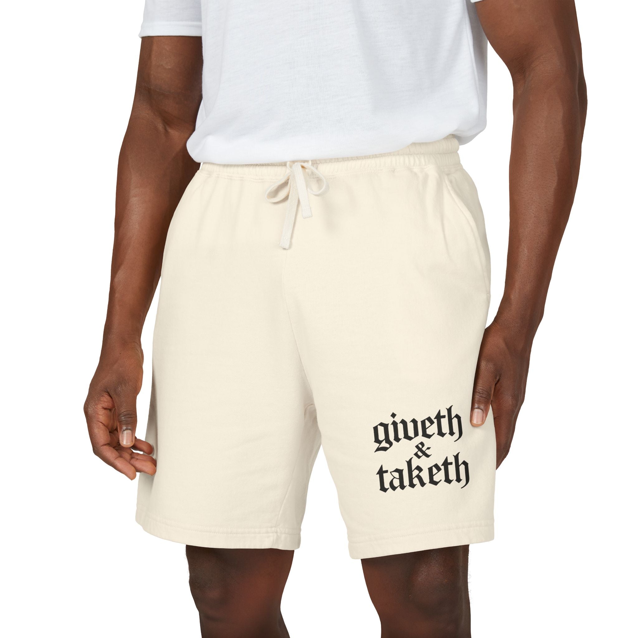 Fleece Shorts — “giveth & taketh” Embroidered Lounge Shorts